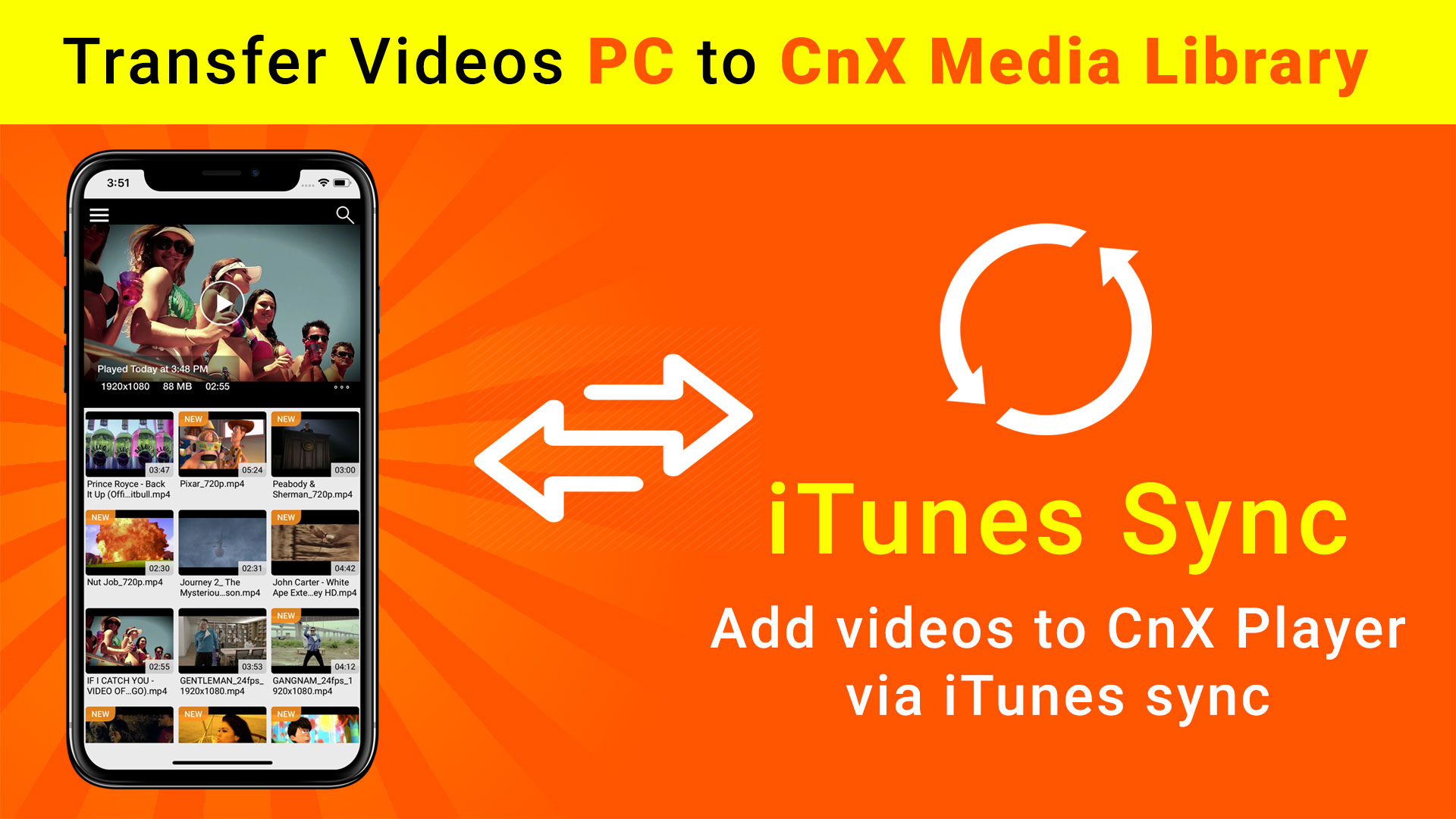 Transfer and play videos via iTunes sync