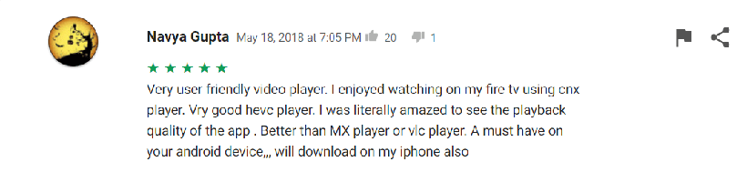 Archived CnX Player Android user review screenshot