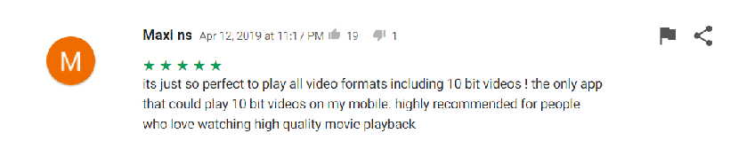 Archived CnX Player Android user review screenshot