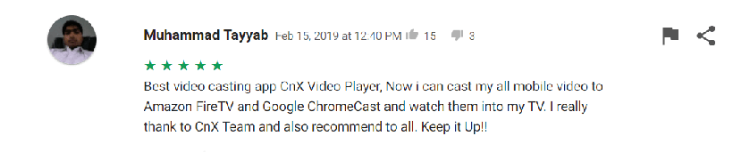 Archived CnX Player Android user review screenshot