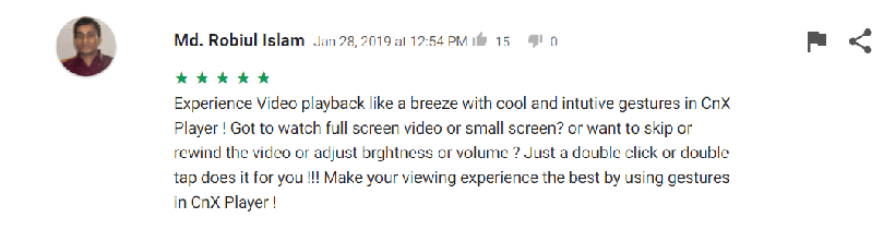 Archived CnX Player Android user review screenshot