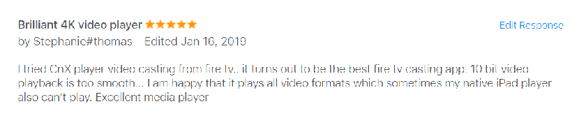 Archived CnX Player iPhone user review screenshot