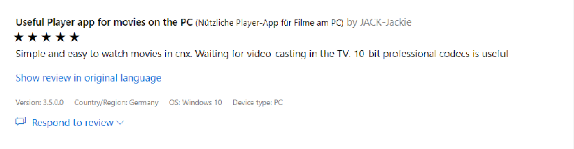 Archived CnX Player Windows user review screenshot