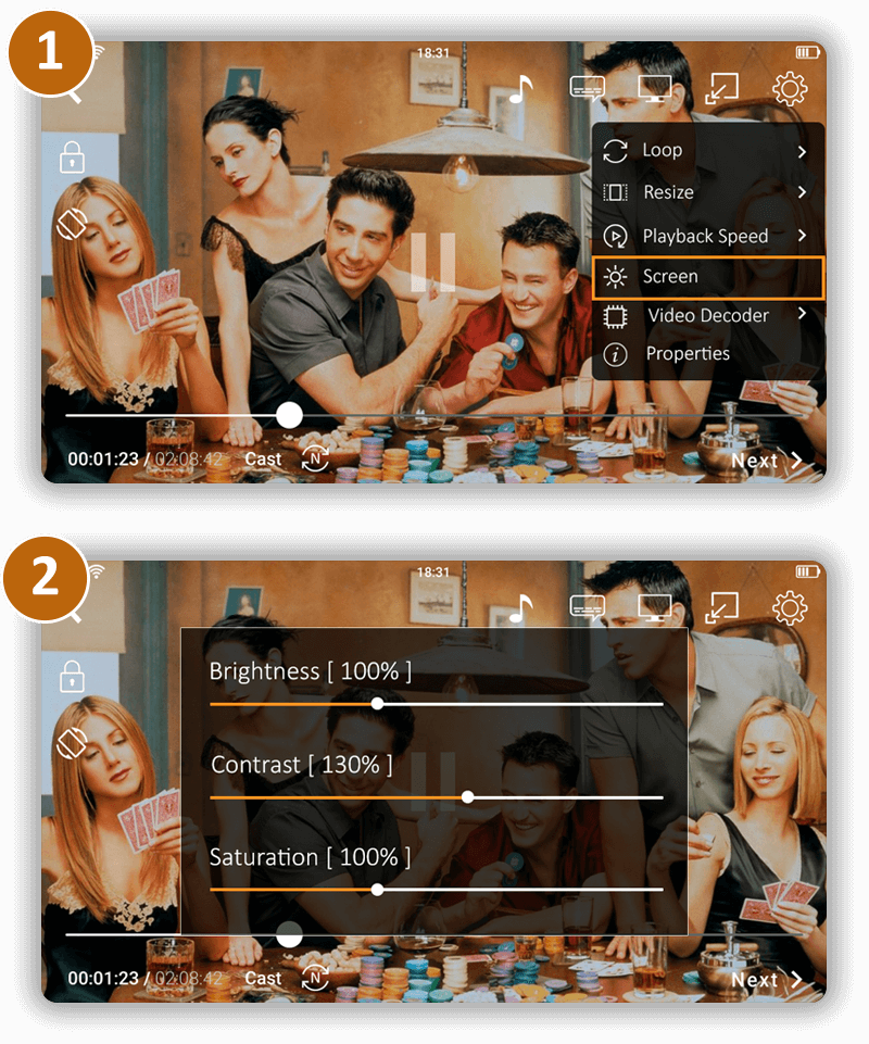 Screen settings