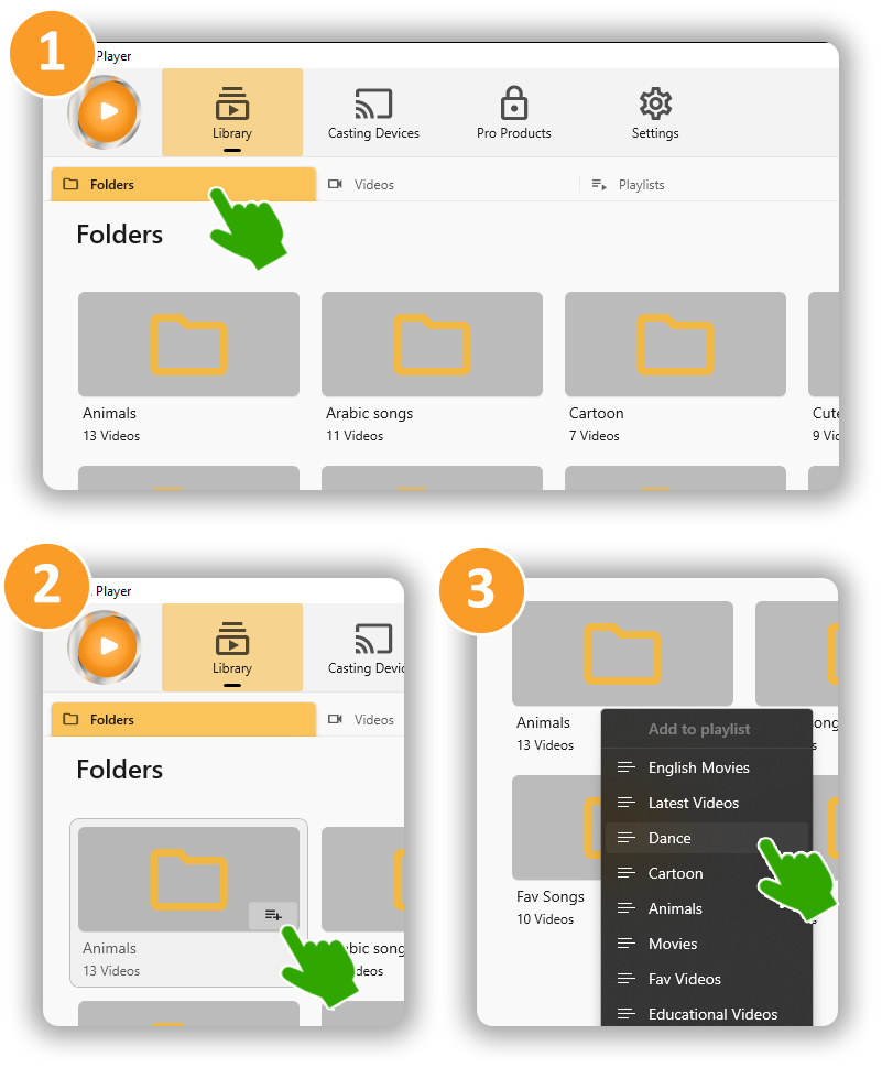 Add Folder to Video Player to Playlist