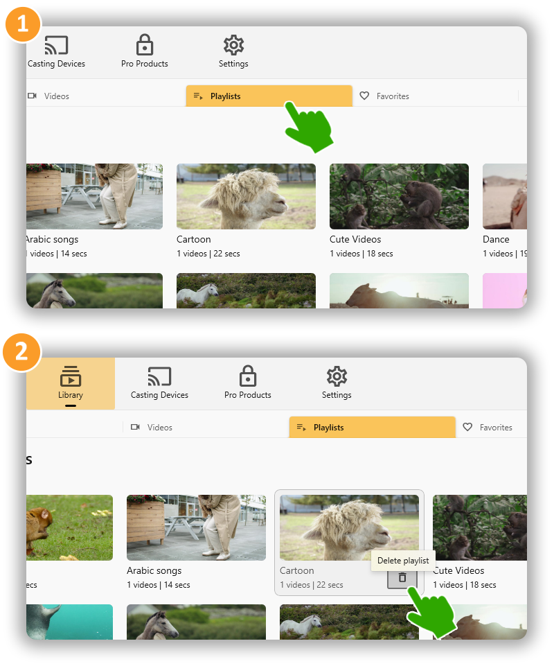 Deleting videos via CnX Player