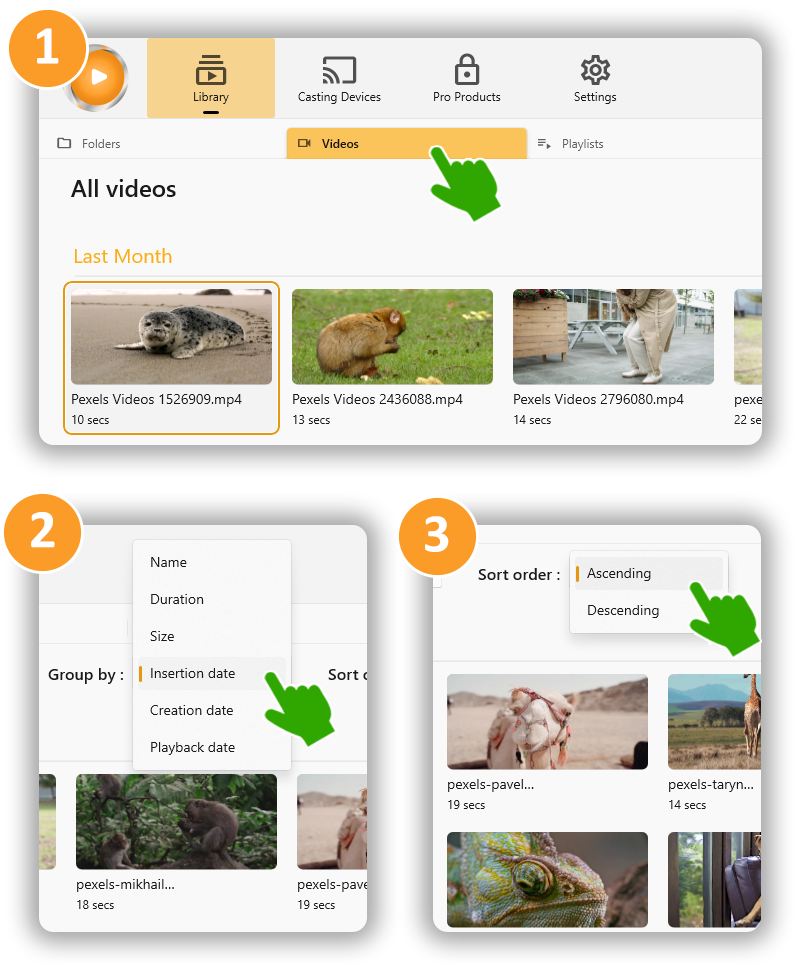 Sort Videos in Media Gallery